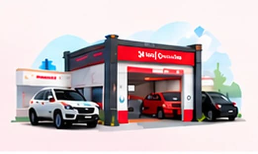 Garage automobile avec son atelier et ses véhicules